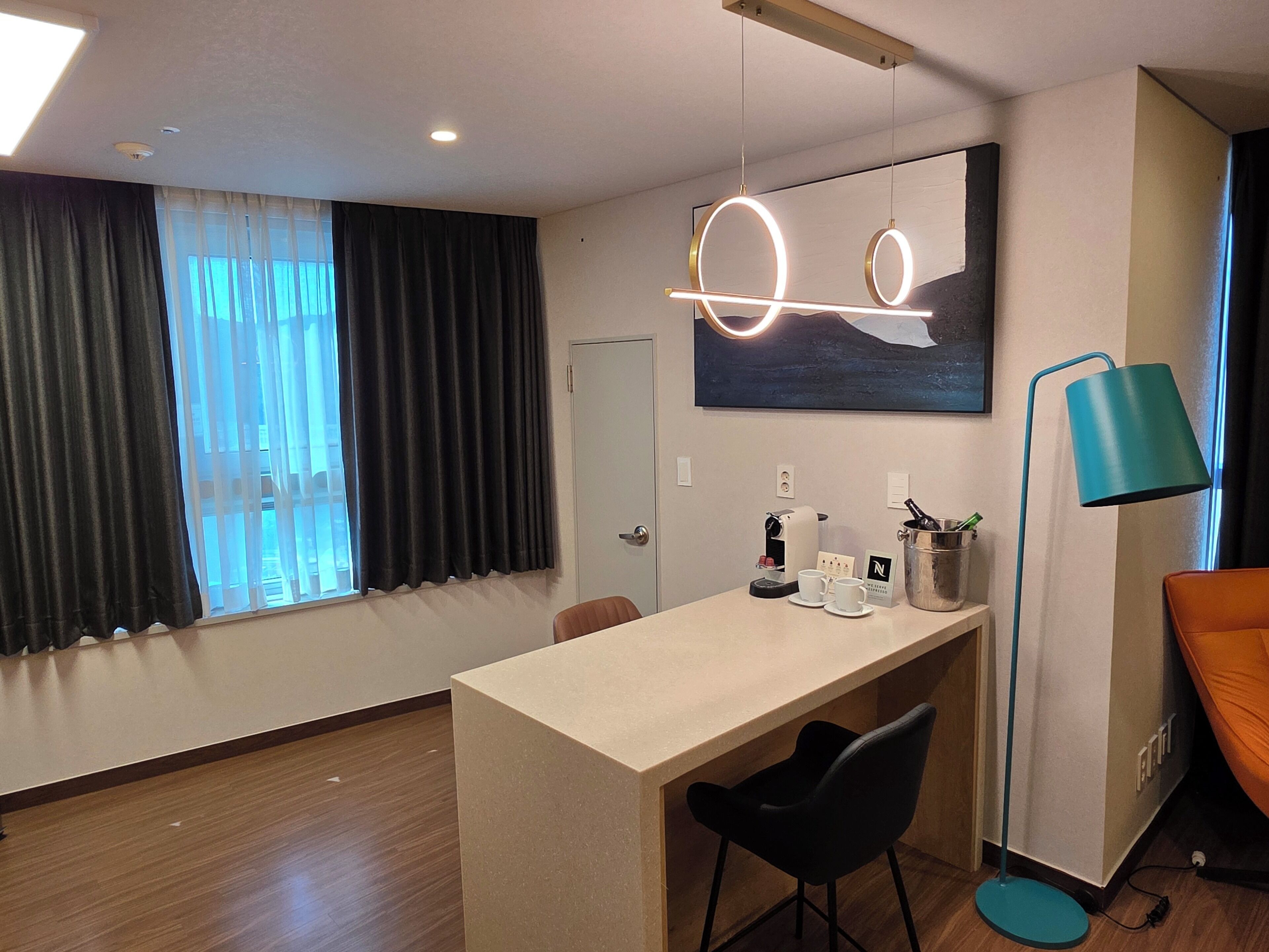 family suite bunker bed room | living area | flat-screen tv, heated floors