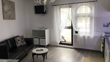 Apartment | Living area | 30-inch flat-screen TV with cable channels, TV