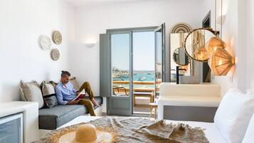 Habitació doble Deluxe, vistes al mar | 1 dormitori, llençols de cotó egipci i roba de llit d'alta qualitat