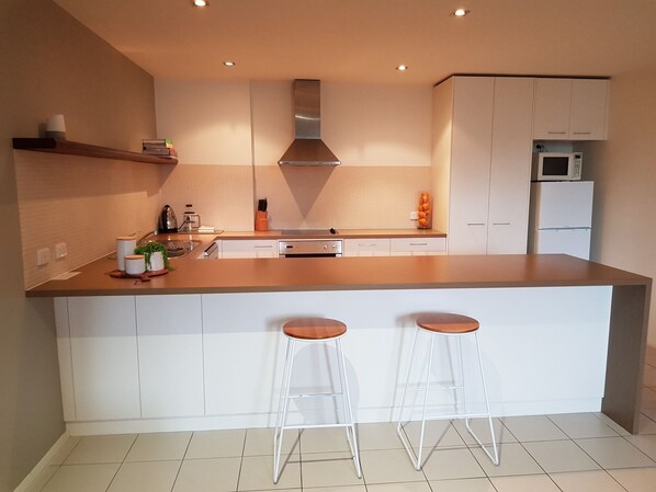 Fridge, microwave, oven, dishwasher