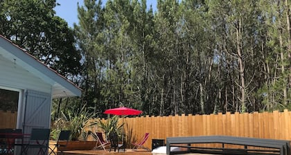 Near Soulac/mer 50M² air-conditioned chalet with private heated indoor pool