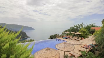 Außenpool (je nach Saison geöffnet), Sonnenschirme, Liegestühle