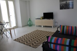 TV, DVD player, books
