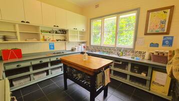 Fridge, microwave, oven, toaster