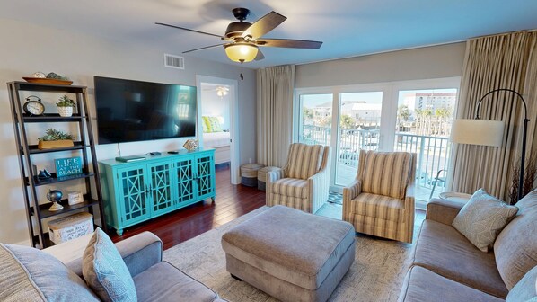 Condo, 2 Bedrooms | Living area - Seacrest 308 is a 2 BR Gulf front on Okaloosa Island by RedAwning (Fort Walton Beach)