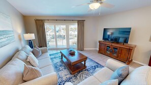 Condo, 2 Bedrooms | Living area - Seacrest 201B is a 2 BR Gulf front by RedAwning (Fort Walton Beach)
