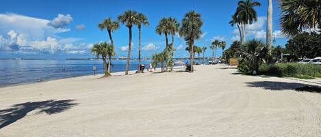 Plage à proximité, chaises longues, serviettes de plage