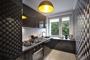 奢华公寓, 1 间卧室 | 私人厨房 | 冰箱、烤箱、炉灶、洗碗机