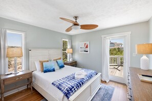 4 bedrooms, memory foam beds, desk, iron/ironing board