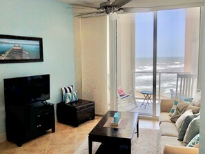 TV, DVD player, ping pong, video library