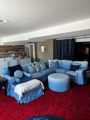 Smart TV, DVD player, books, video library