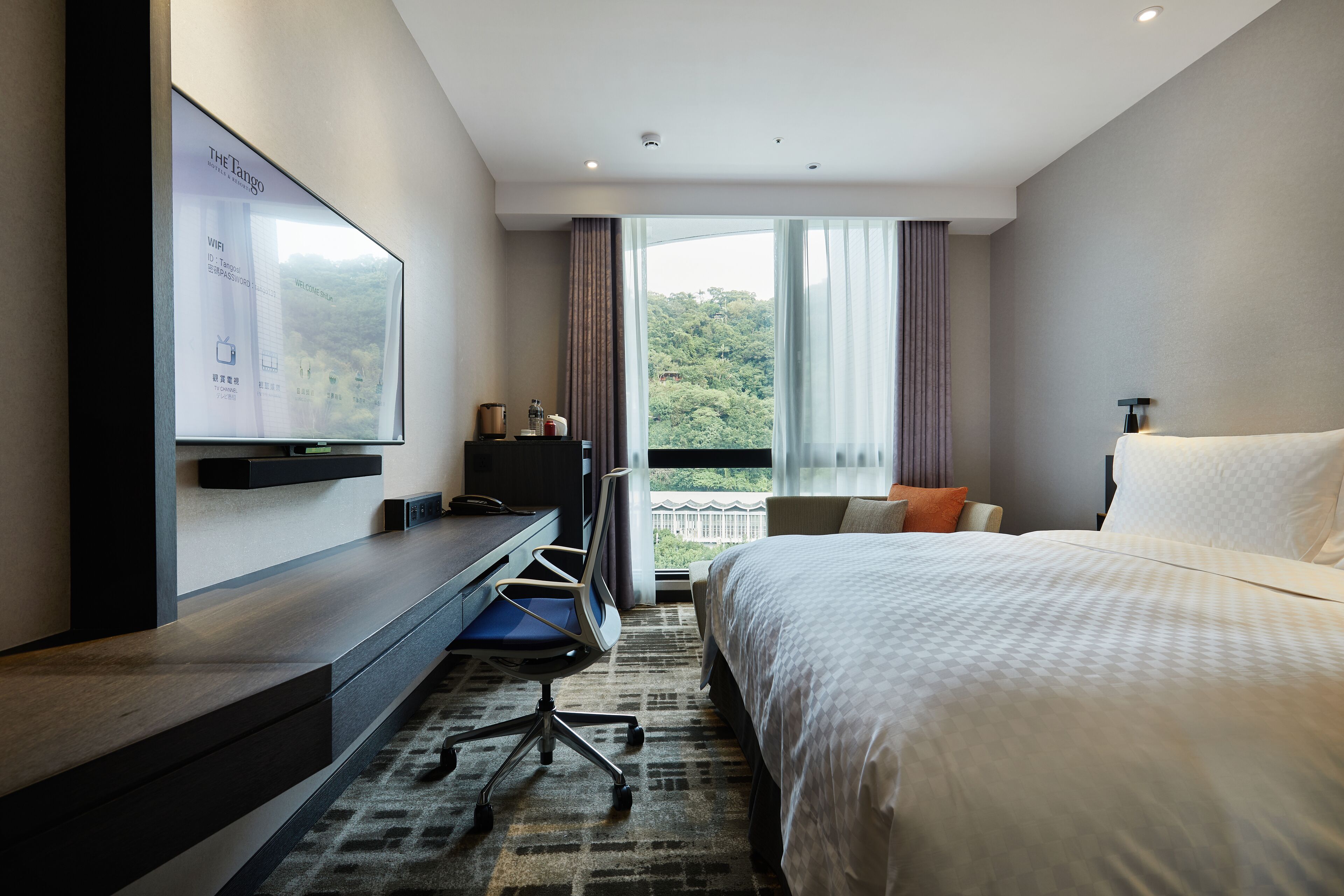 sky studio, one king bed | minibar, in-room safe, desk, blackout curtains