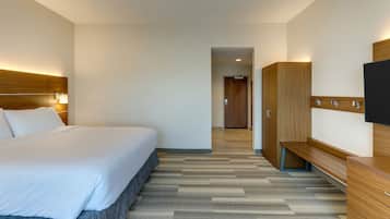 Desk, laptop workspace, free WiFi, bed sheets