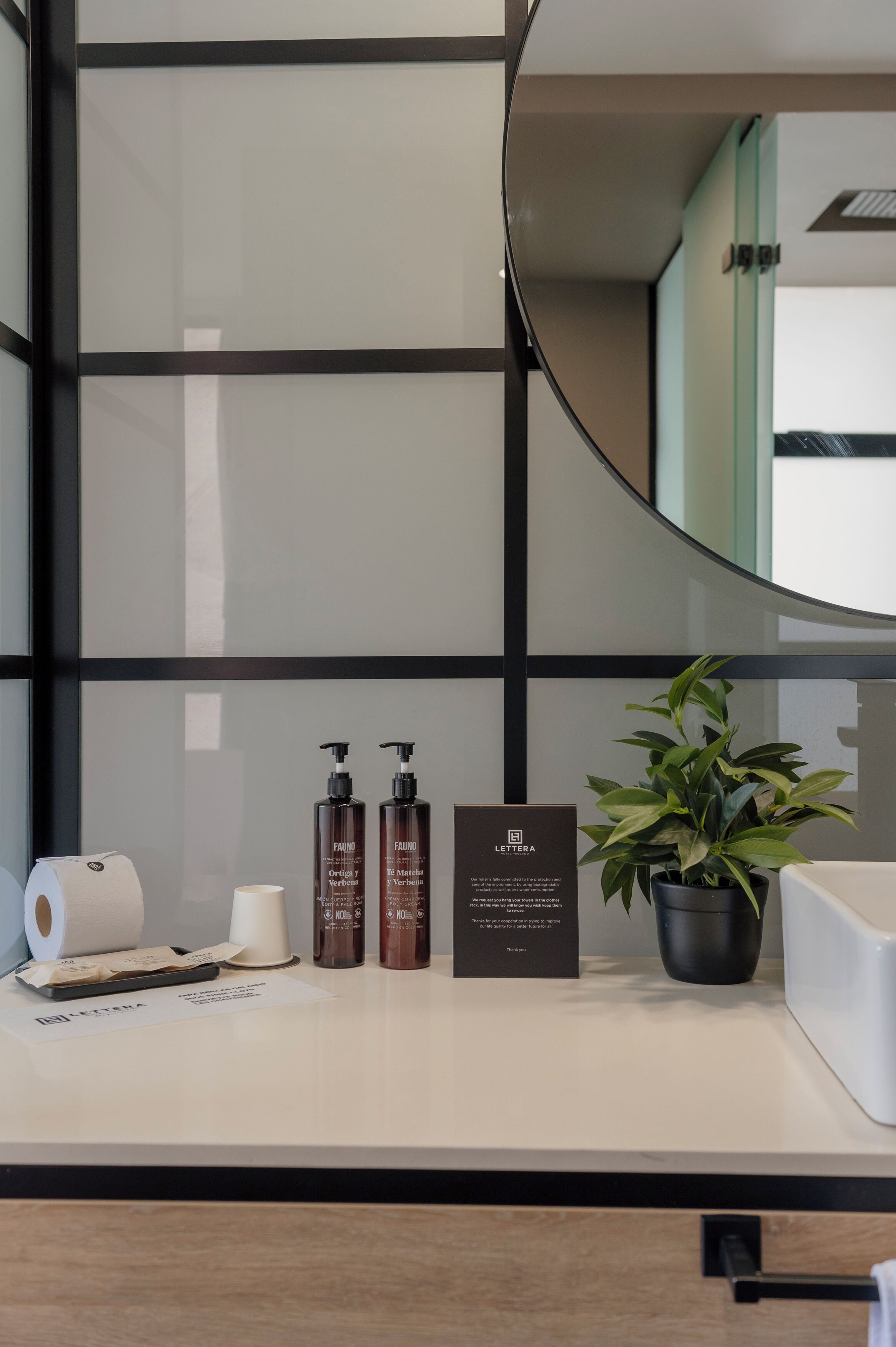 superior double room | bathroom | shower, hair dryer, towels, soap