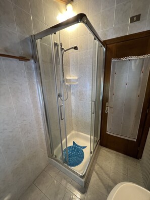 Douche, séchoir à cheveux, bidet, serviettes fournies