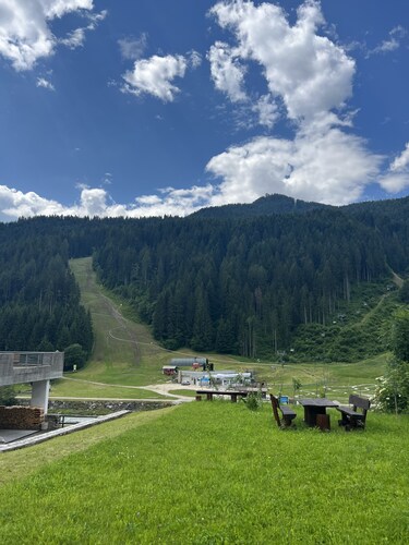 Mansard facing ski slopes and funbob 