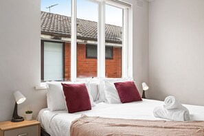 1 bedroom, desk, iron/ironing board, travel cot