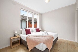 1 bedroom, desk, iron/ironing board, travel cot