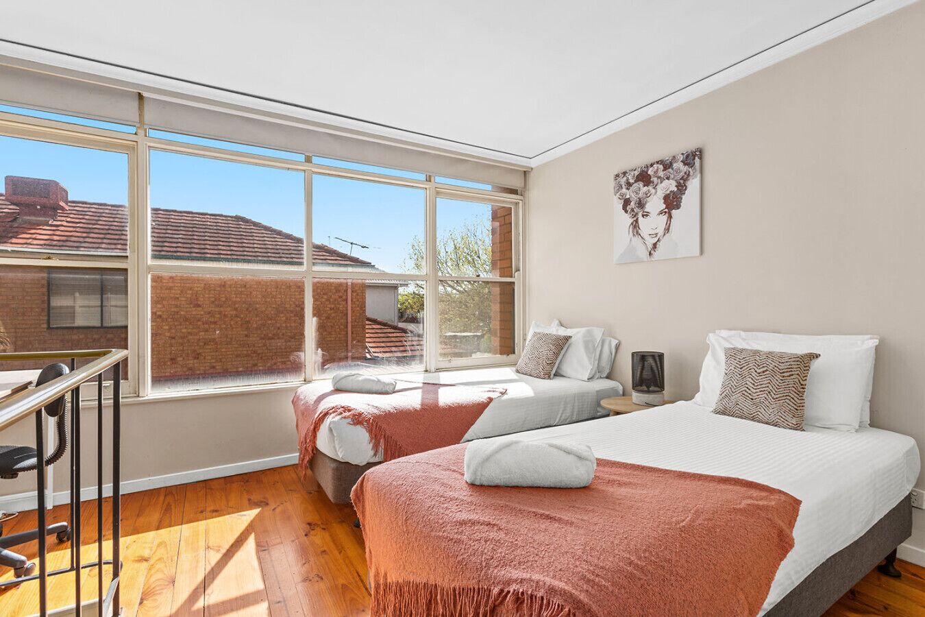 1 bedroom, desk, iron/ironing board, travel cot