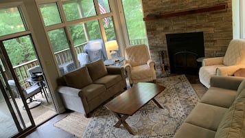 Smart TV, fireplace, video games, books