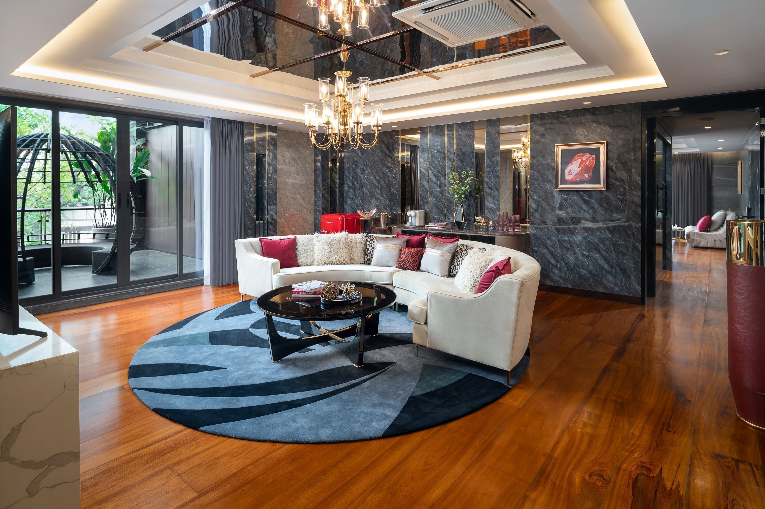 royal villa, 5 bedrooms | living area | 49-inch smart tv with digital channels, tv, ping pong