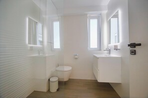 Ducha, secador de pelo y toallas