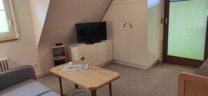 TV, DVD player, books