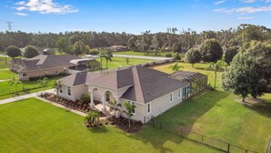 A residential area with houses, green lawns, and trees. - Everything you need in a home to enjoy Florida. (Lutz)