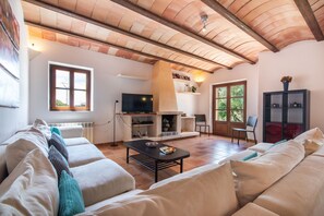 TV, caminetto, impianto stereo