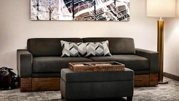 Desk, laptop workspace, iron/ironing board, cribs/infant beds