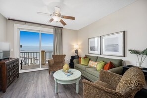 TV, fireplace - Grand Panama gorgeous Oceanfront Condo-Sleeps 10! (Panama City Beach)