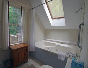 Combined shower/bathtub, jetted bath