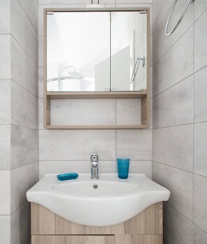 Apartment, 1 Bedroom | Bathroom | Shower, free toiletries, towels