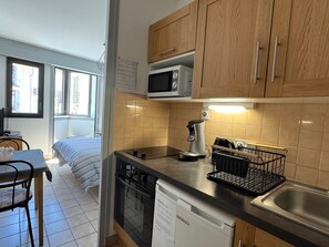 Fridge, microwave, oven - Studio in Aix-les-Bains Center with Parking and Pets Allowed (Aix-les-Bains)
