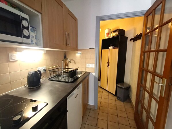 Fridge, microwave, oven - Studio in Aix-les-Bains Center with Parking and Pets Allowed (Aix-les-Bains)