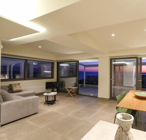 Apartment, 1 Bedroom | Living area | 20-inch flat-screen TV with cable channels, Smart TV - Breathtaking homm Penthouse with Magical Sea Views (Vari-Voula-Vouliagmeni)