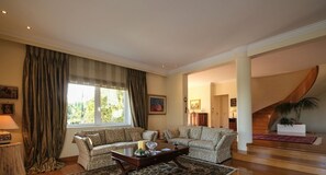 Villa, 5 Bedrooms | Living area | 25-inch flat-screen TV with cable channels, Smart TV - Sublime Luxurious homm Villa in Paiania (Agios Nikolaos)