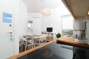 Apartment, 1 Bedroom | Private kitchen | Fridge, microwave, oven, stovetop