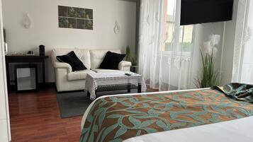 Junior Suite | リビング エリア | 65 cmのスマートテレビ (ケーブル放送視聴可)