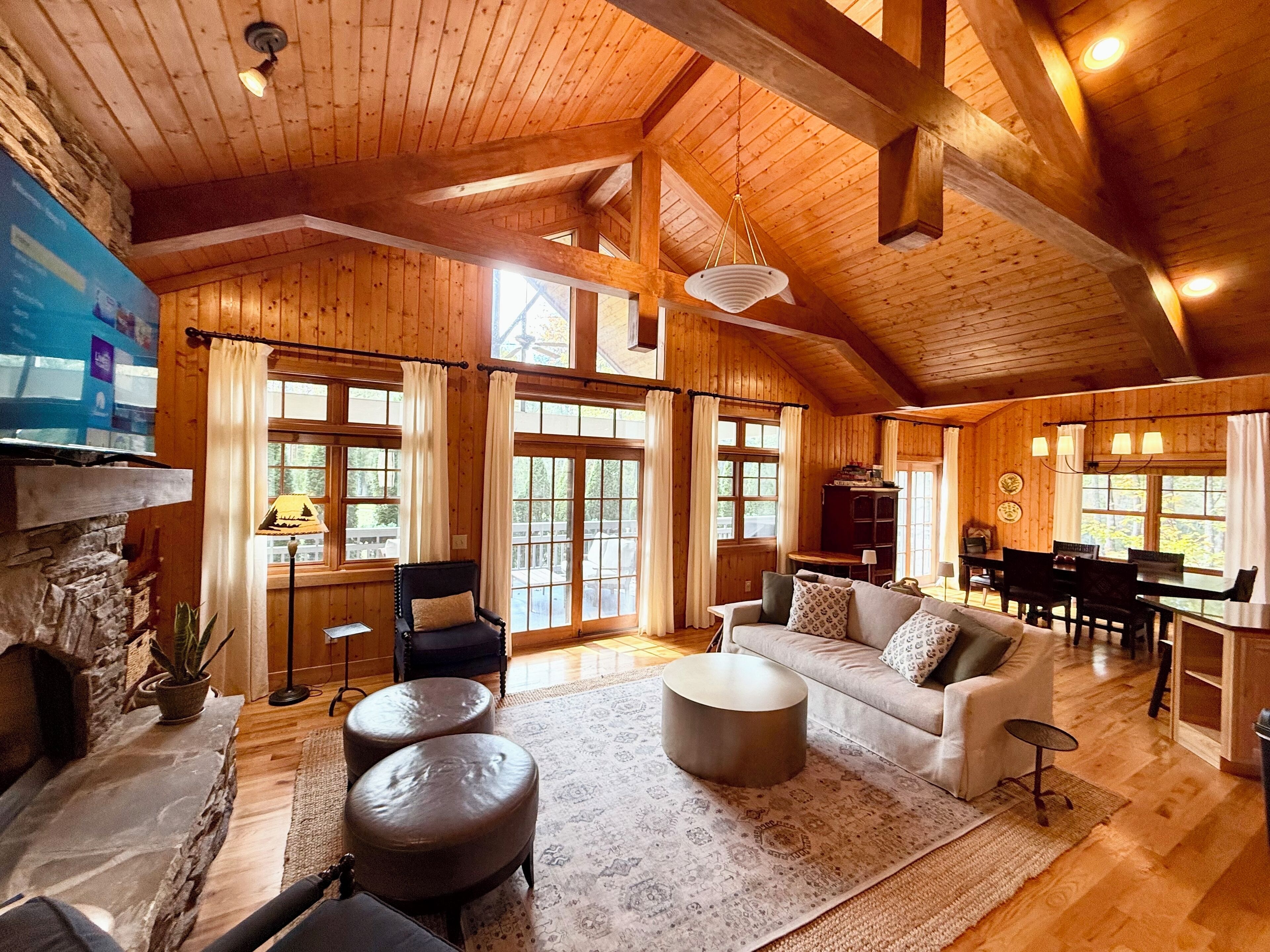 Smart TV, fireplace, Netflix, books