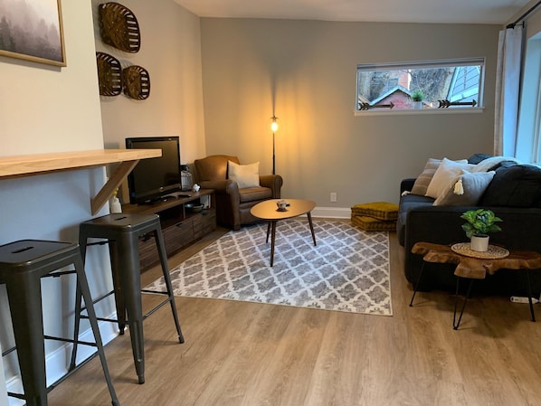 Apartment, 1 Queen Bed (633 Mathews St., US) | Living room | 55-inch Smart TV with digital channels, TV - Gorgeous Guest Suite. Walk to Old Town & CSU! (Fort Collins)