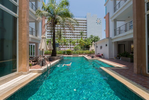 Pool | Outdoor pool - 6-19 - 2 Bdr Condo With Balcony and Shared Pool (Patong)