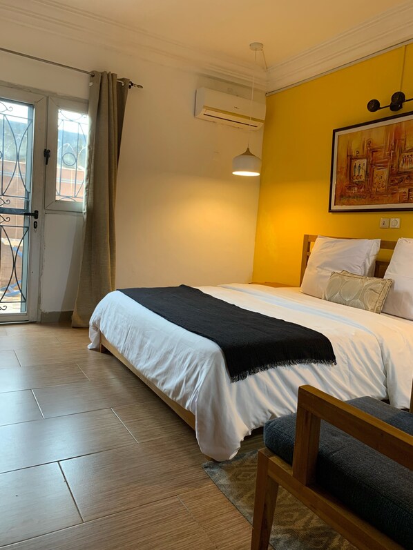 1 غرفة نوم وواي فاي وملاءات أسرّة