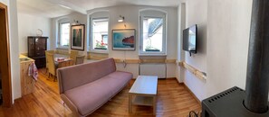 TV, fireplace - Apartment 2 - Das Marienkaeferhaus, Mosel - The Ladybug House, Moselle (Ürzig)