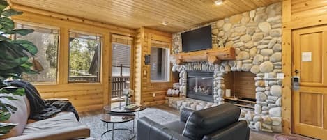 TV, fireplace, offices