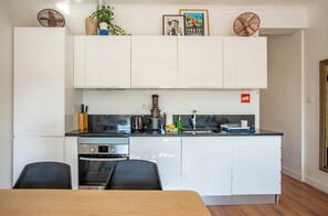 Fridge, microwave, oven, dishwasher