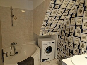 Hair dryer, soap, toilet paper
