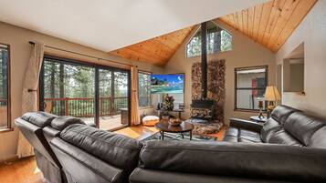 Smart TV, fireplace, video-game console, table tennis