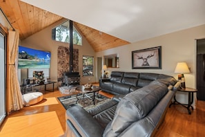 Smart TV, fireplace, video game console, ping pong