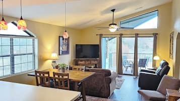Smart TV, DVD player, books, video library